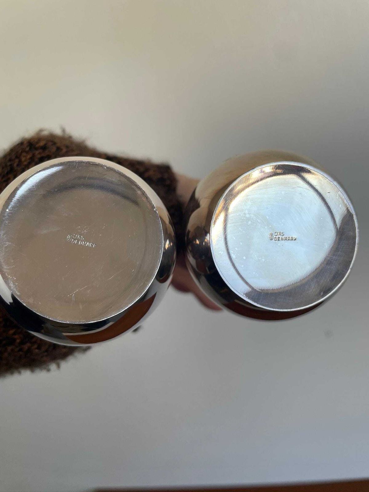 Pair Of Danish Modernist 60s Silver Plated Small Vases Pitcher By Jorgen Steffensen photo vintage