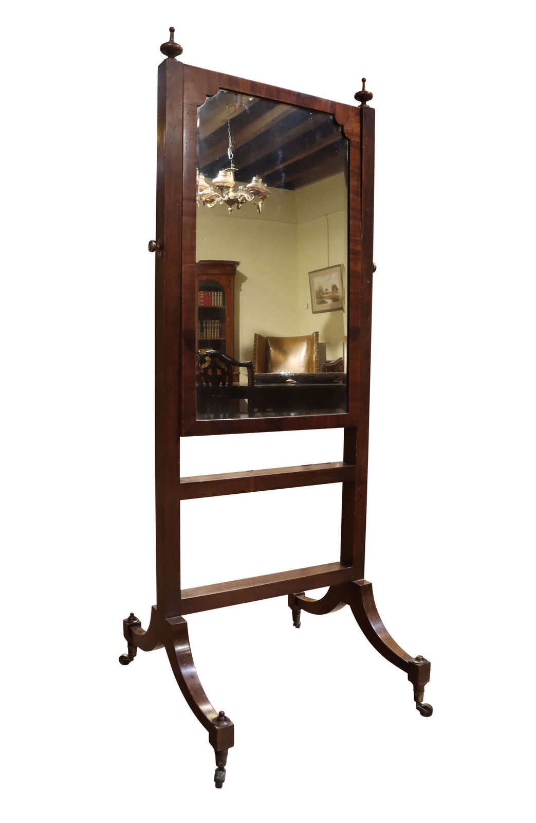 William IV Mahogany Cheval Mirror On Sabre Legs With Brass Sabots And Castors, C.1830 photo furniture
