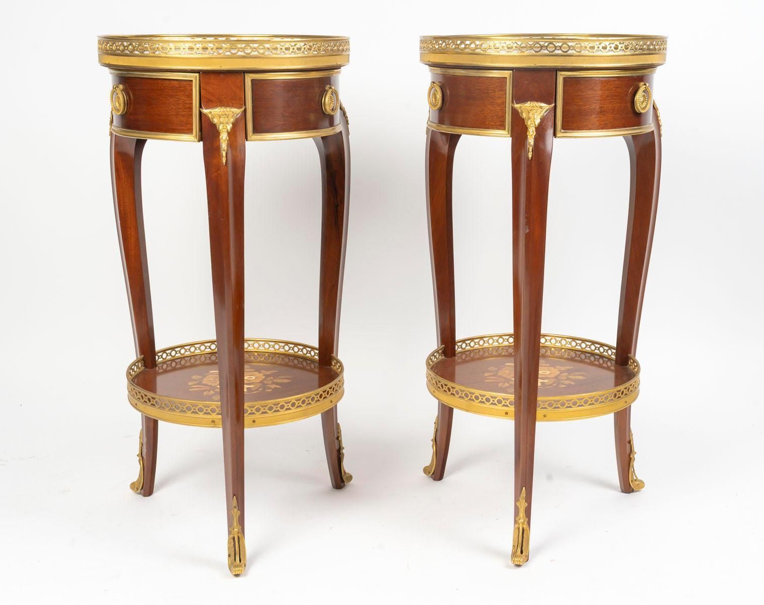 Pair Of Louis XV Style Wooden And Gilt Bronze Side Tables. photo furniture