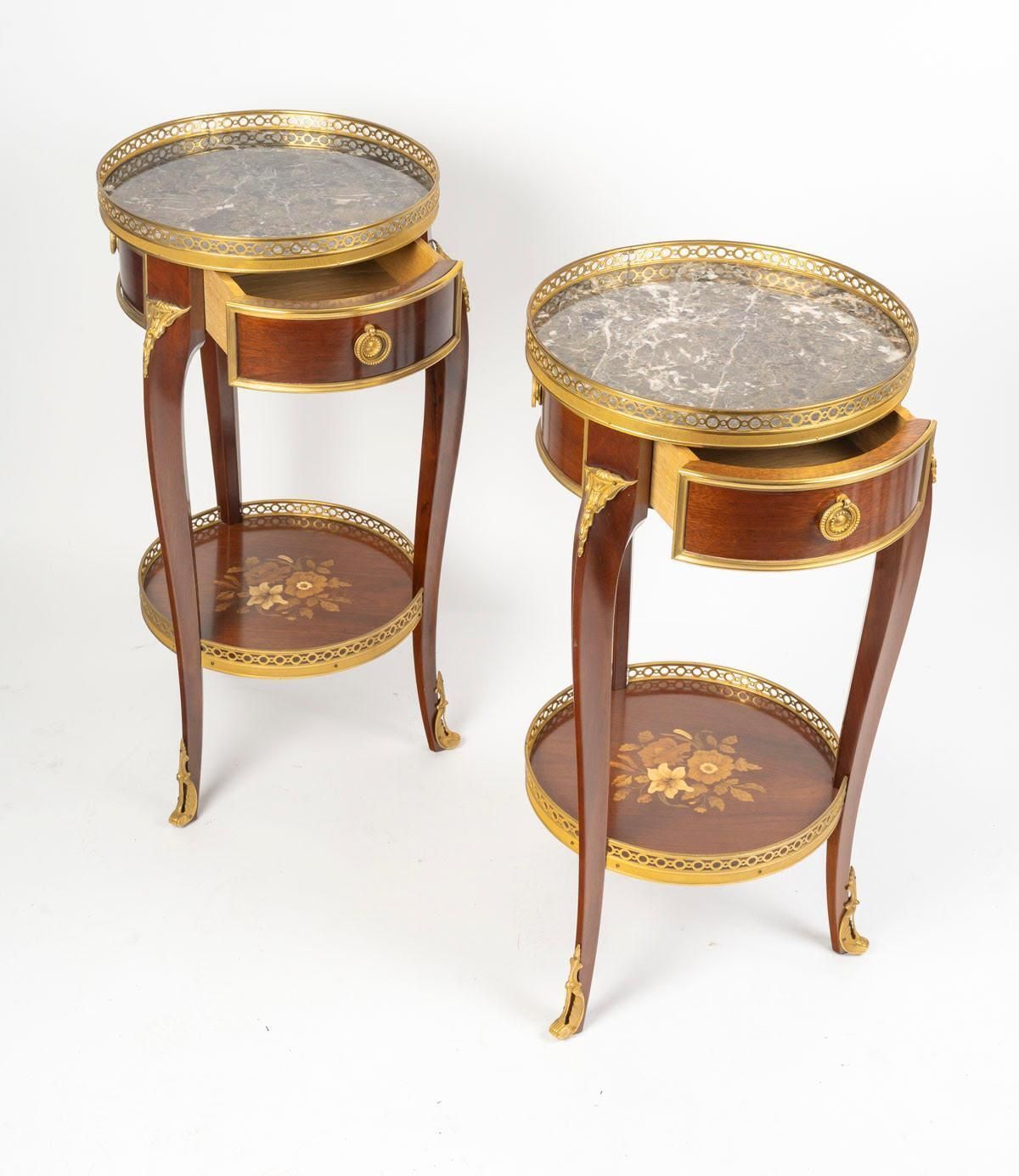 Pair Of Louis XV Style Wooden And Gilt Bronze Side Tables. photo Furniture