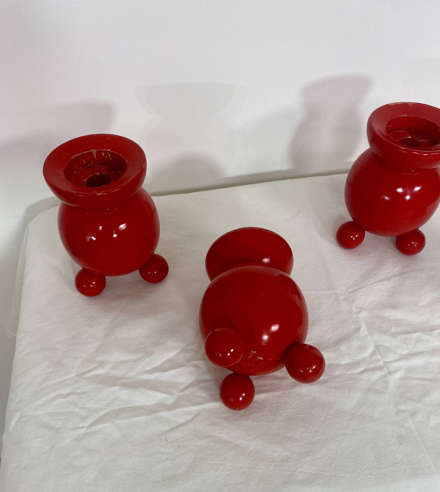 Set Of 4 Swedish Wooden Candlesticks – 1950s photo vinterior