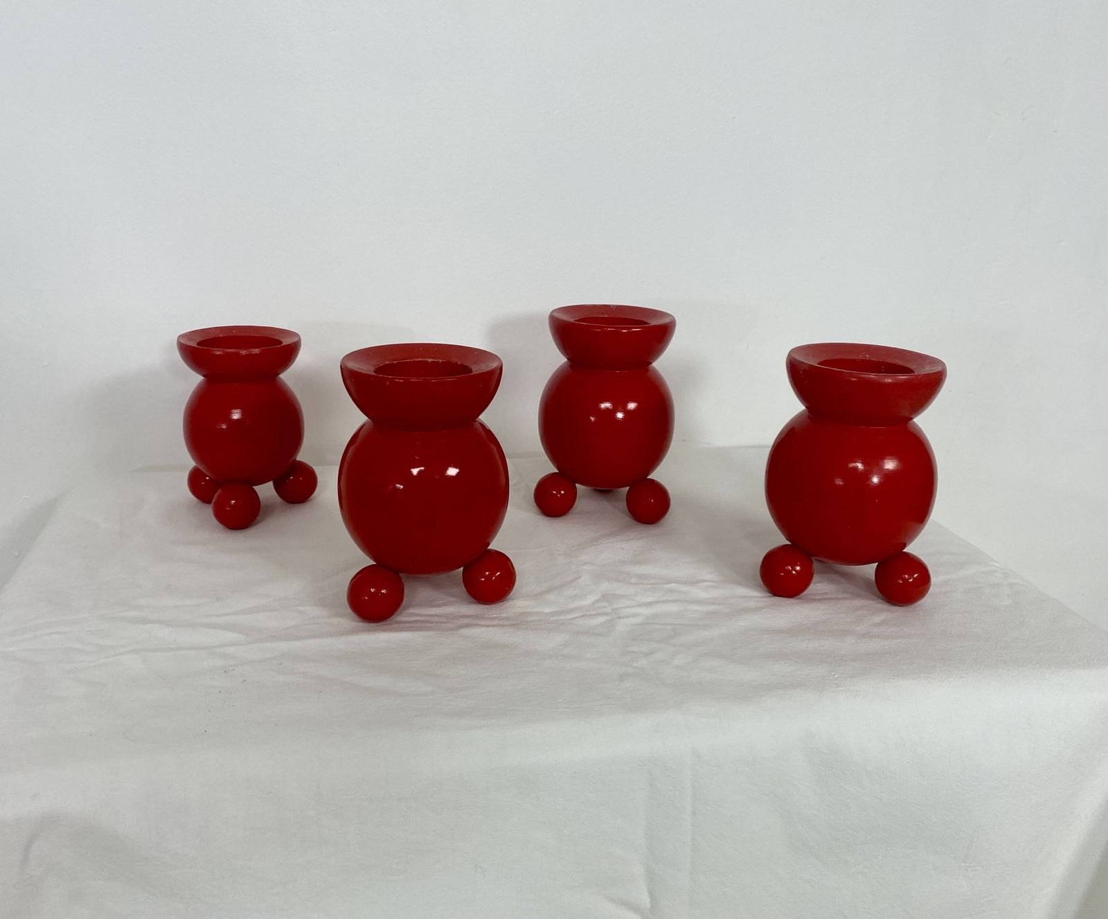 Home Decor Set Of 4 Swedish Wooden Candlesticks – 1950s photo