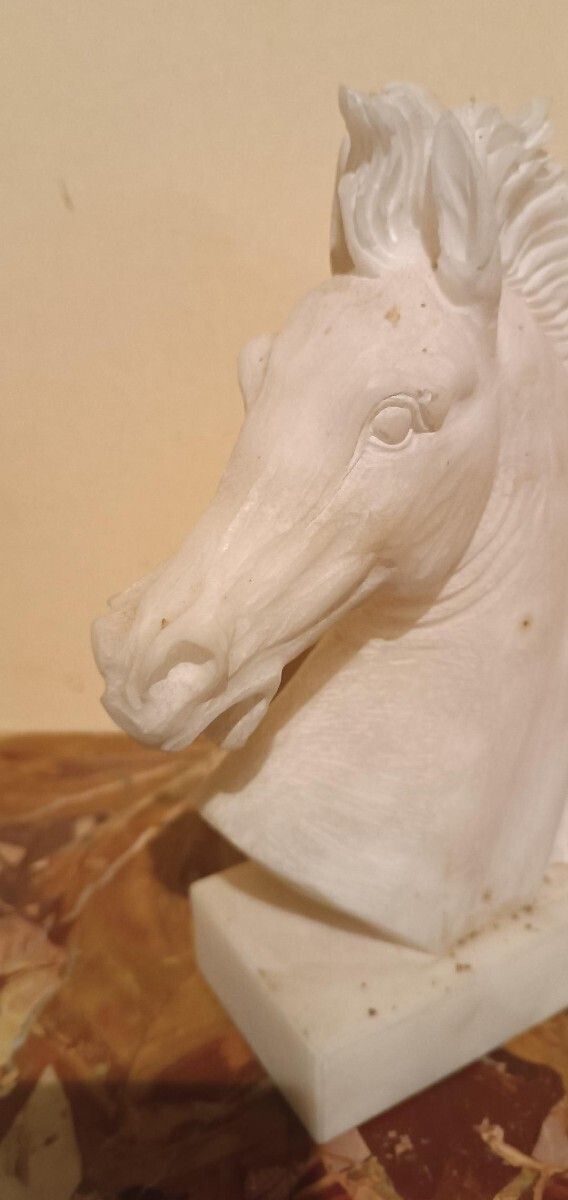 A 1930s Alabaster Sculpture Depicting A Horse photo Art