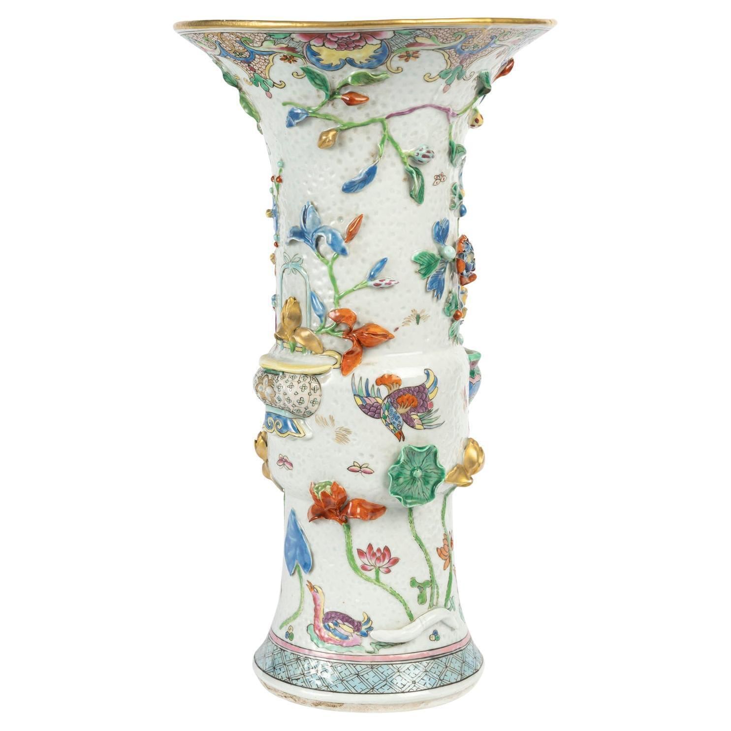 Vase In Glazed Porcelain In The Chinese Style.