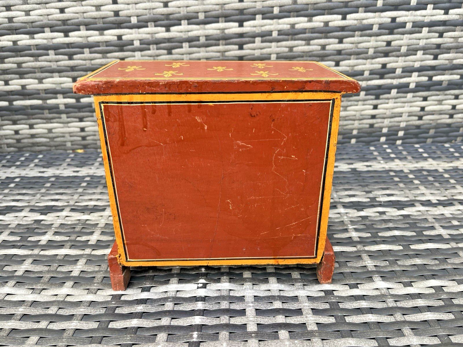 photo for sale Vintage Miniature Wooden Chest Of Drawers Apprentice Piece French Toleware Style