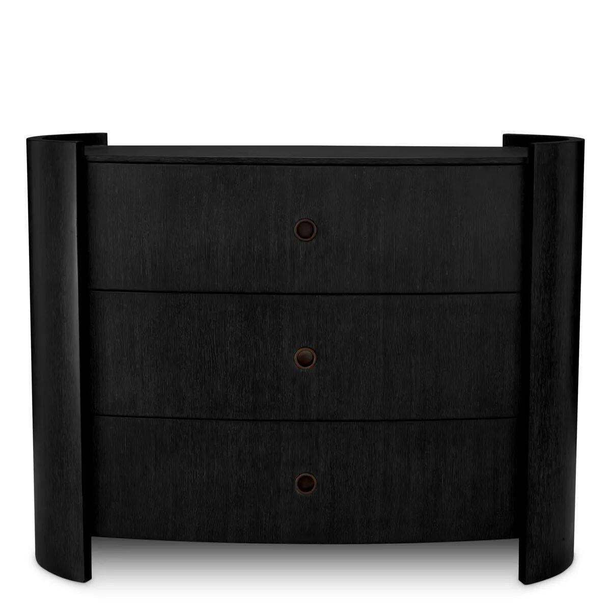 Chest Of Drawers   Anthracite Grey Oak Veneer, Bronze Finish photo vinterior