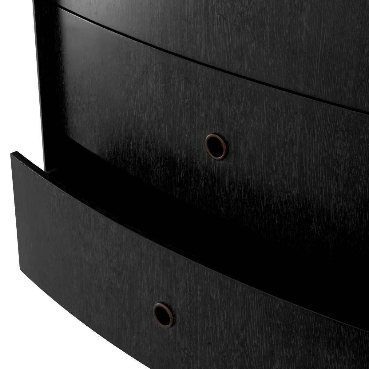 Chest Of Drawers   Anthracite Grey Oak Veneer, Bronze Finish photo vintage