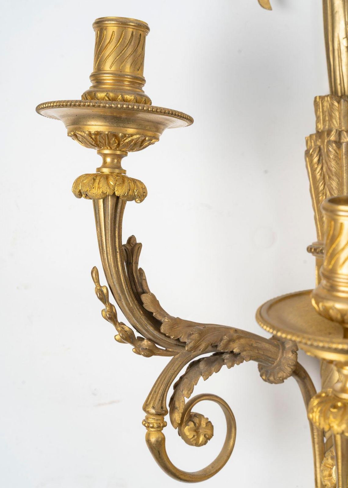 Impressive Pair Of Louis XVI Style Gilt Bronze Wall Sconces, 19th Century. photo for sale