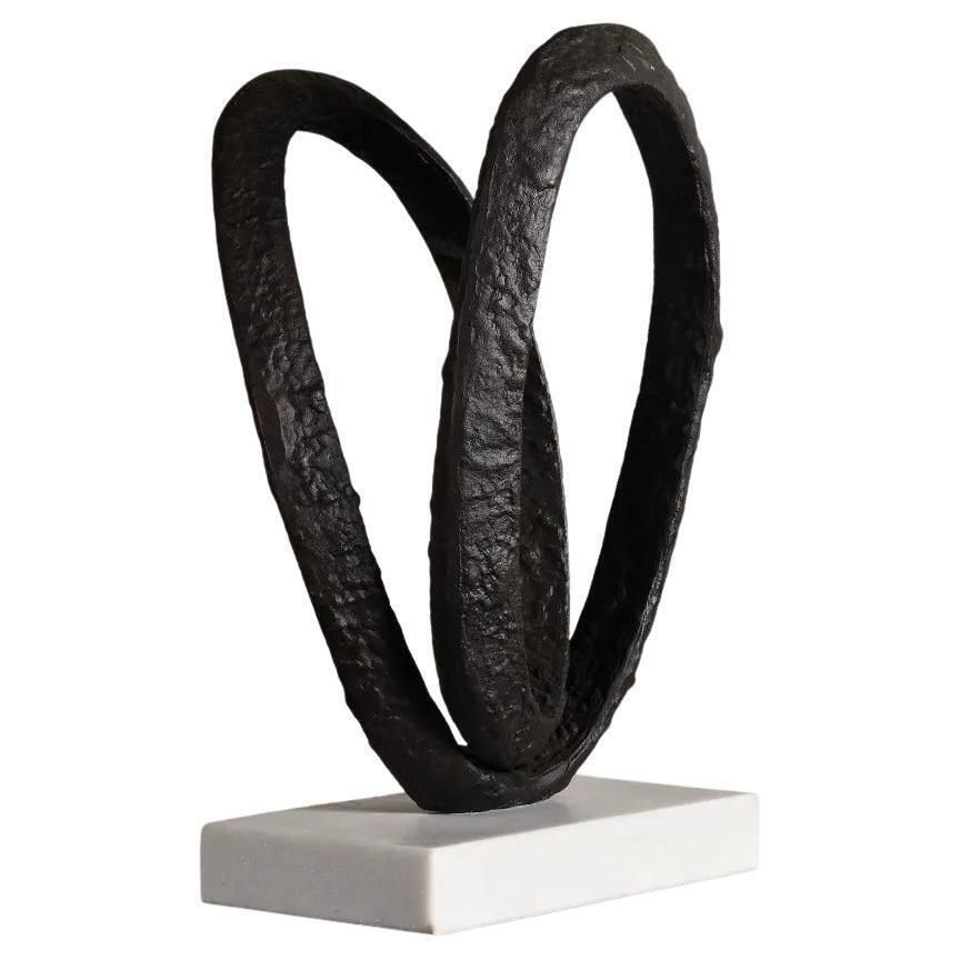 Contemporary Oval Metal Sculpture In A Modern Brutalist Style