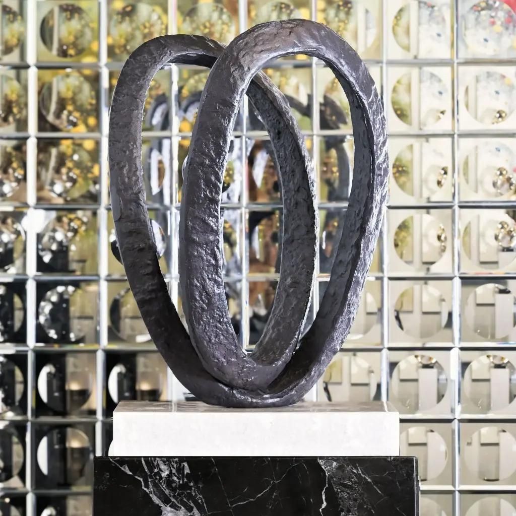 Contemporary Oval Metal Sculpture In A Modern Brutalist Style photo buy
