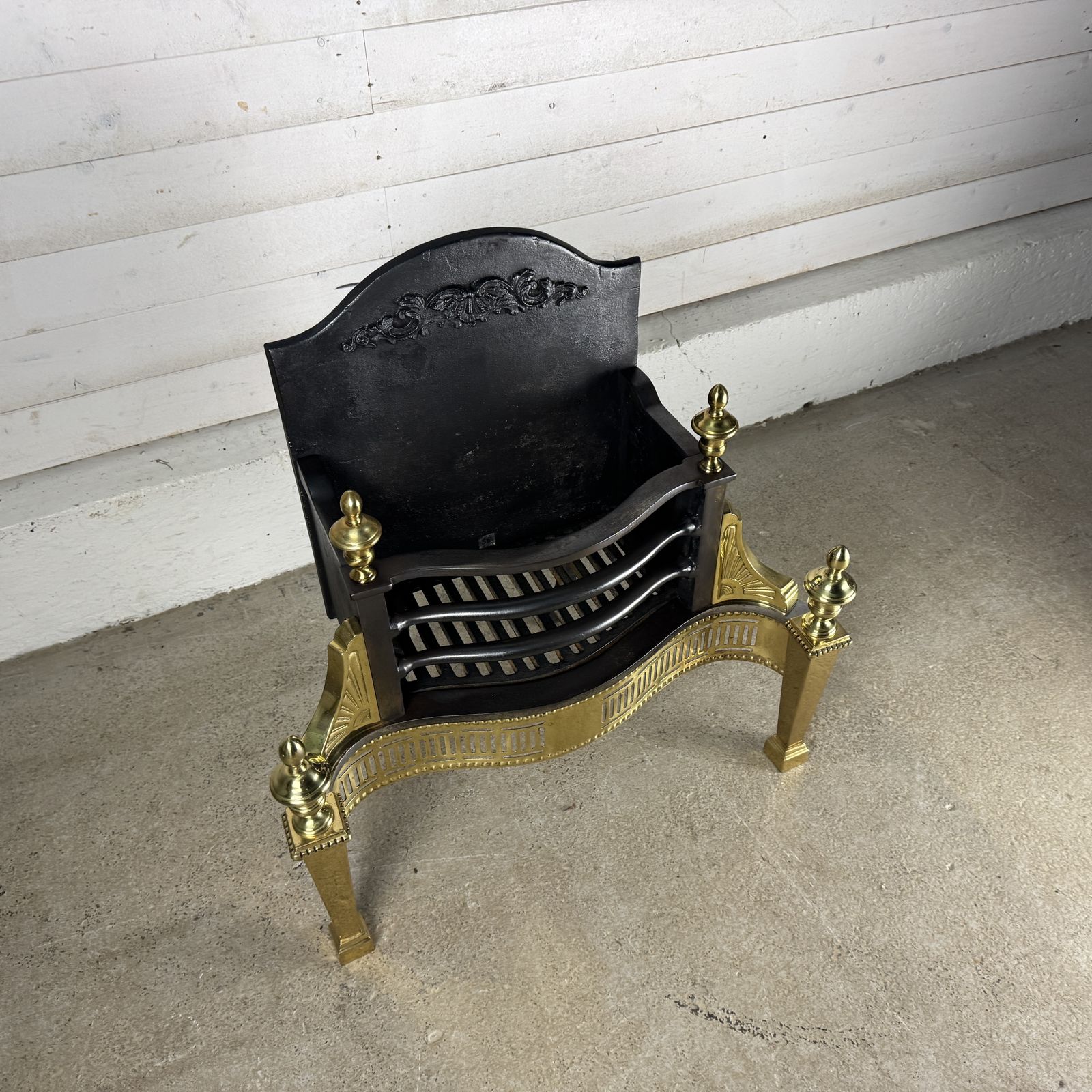 Reclaimed Georgian Style Iron And Brass Fire Basket With Finials photo Home Fixtures