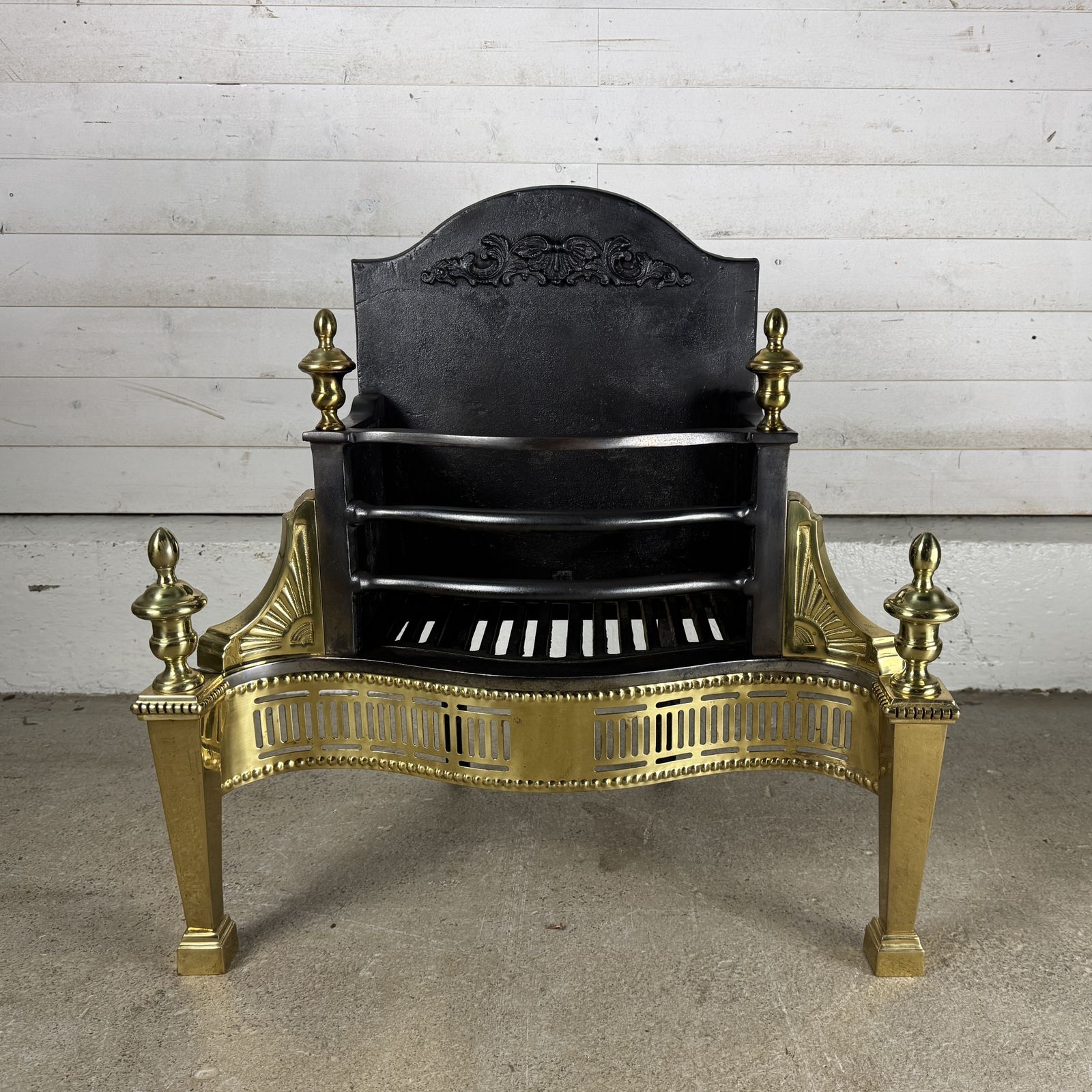 Reclaimed Georgian Style Iron And Brass Fire Basket With Finials photo buy