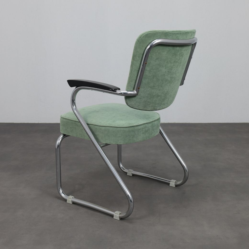 Pair Of Tubular Steel Armchairs By Paul Schuitema For Fana Metaal Netherlands 1950s photo vinterior