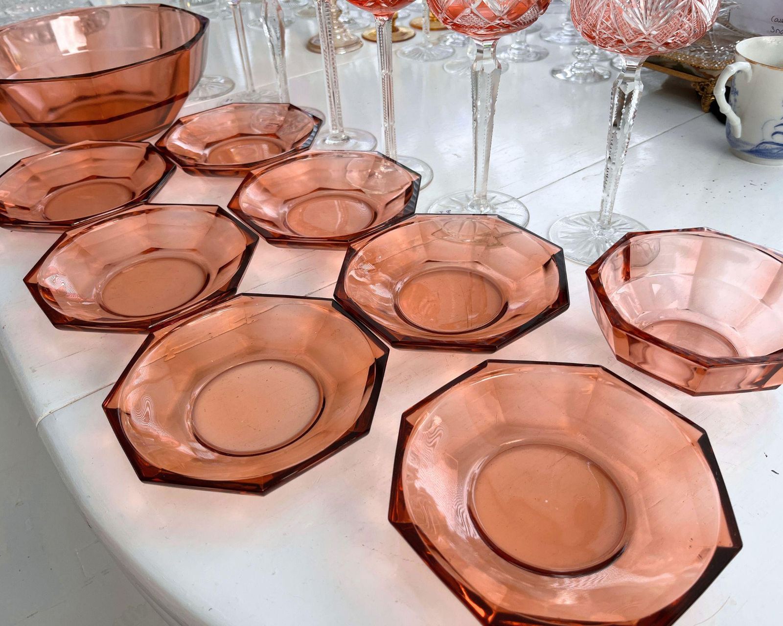 Oranje Kristallen Diepe Borden | 7 Stuks + 2 Schalen photo Woonaccessoires