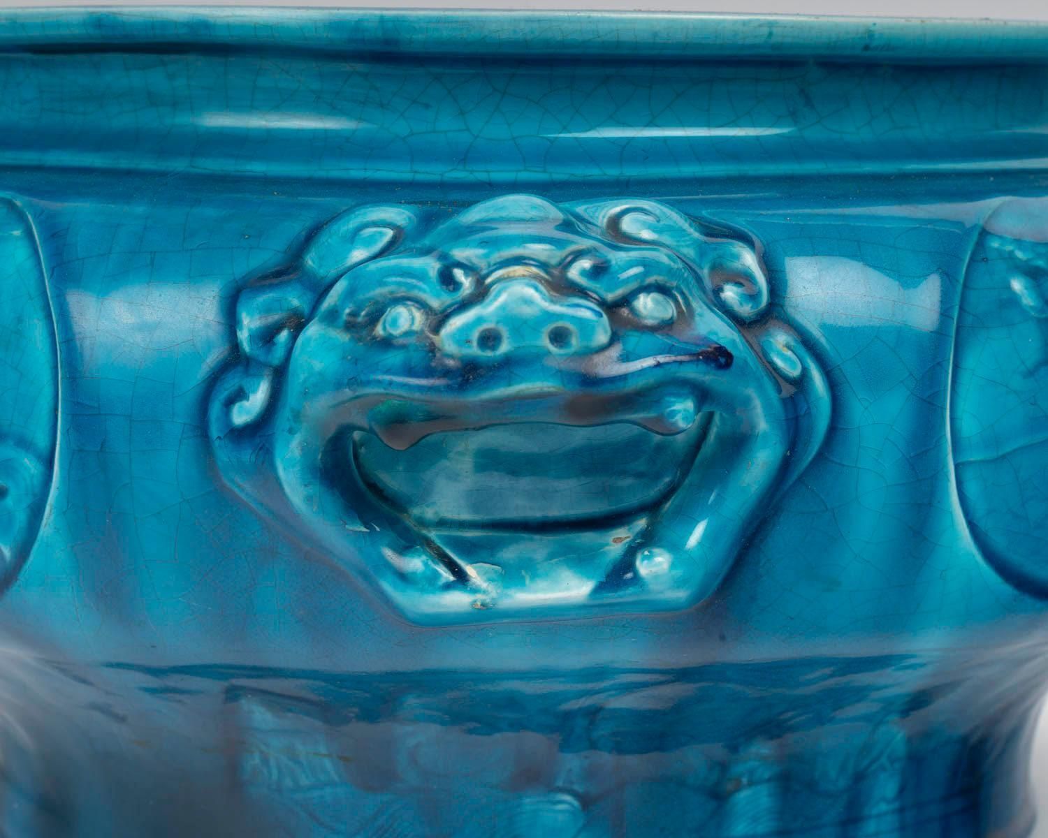 Blue Ceramic Planter, Am Designs/One, Longwy, Napoleon III Period. photo 2555.0