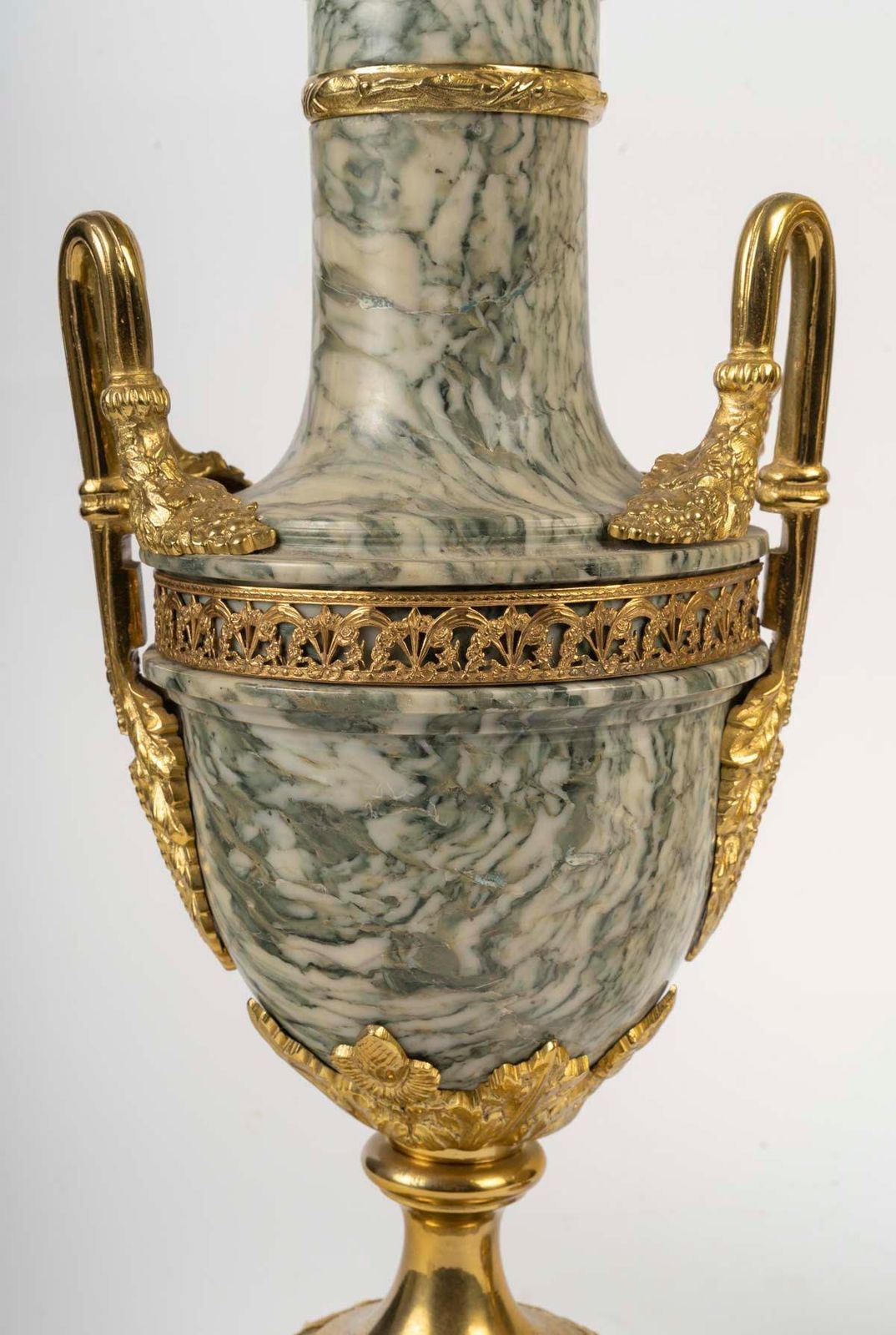 Pair Of Marble And Gilt Bronze Cassolettes, Napoleon III Period. photo for sale