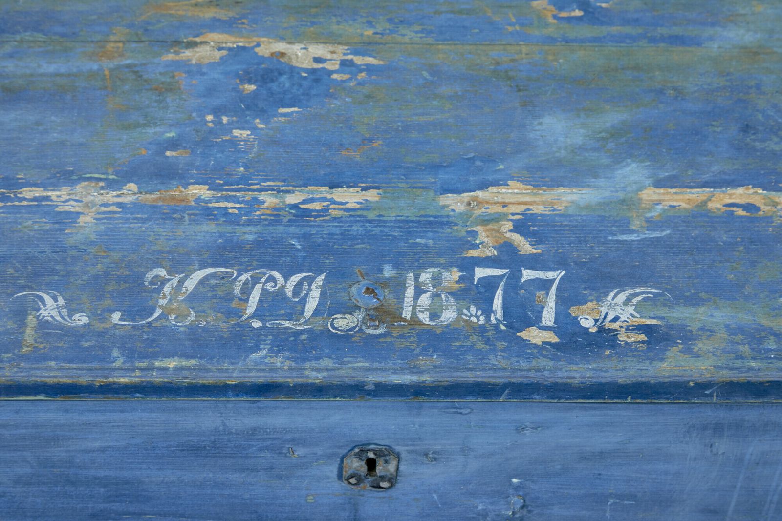 19th Century Swedish Hand Painted Pine Blanket Box photo furniture