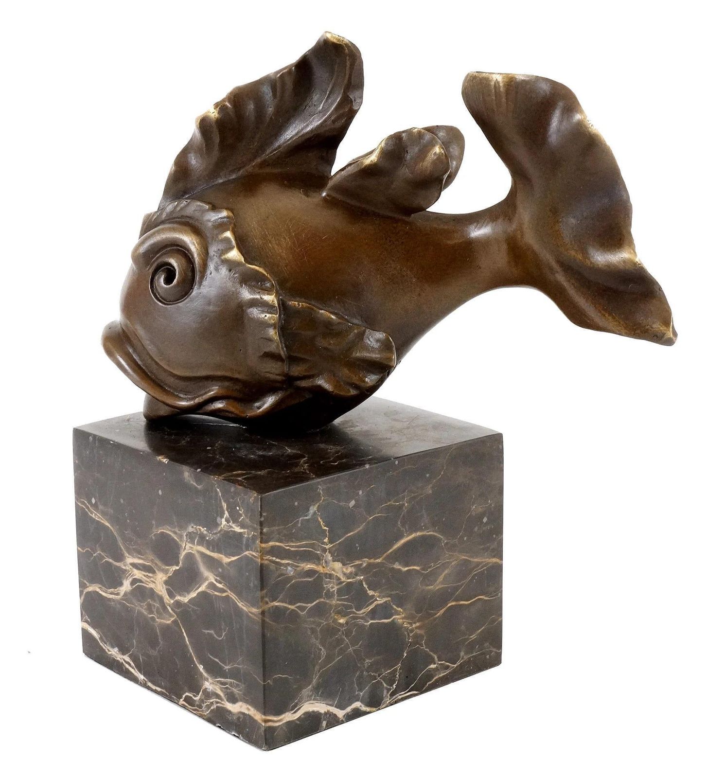 Cute Goldfish   Exquisite Bronze Animal Figurine photo Home Decor