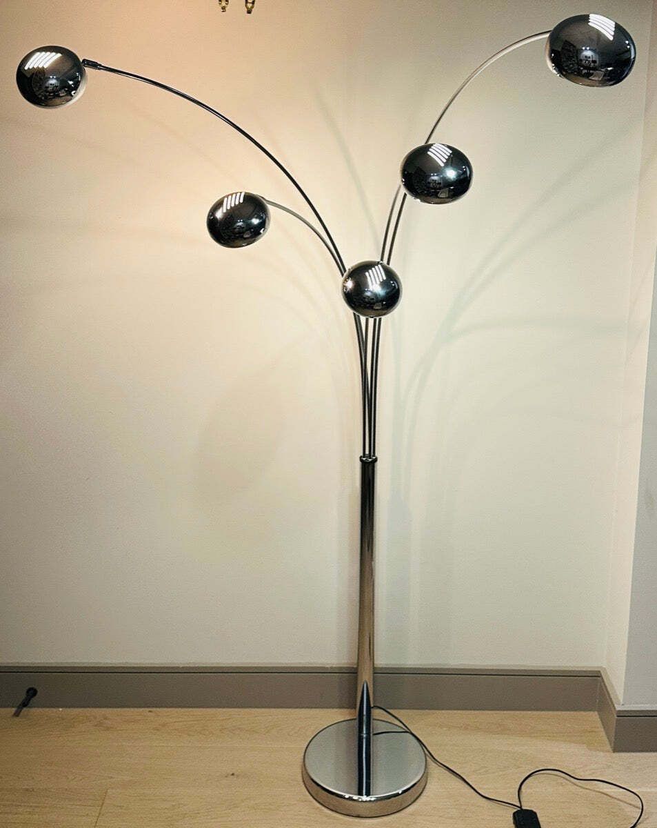 1980s German Modernist Christian Koban For Dom Polished 5 Arm Arc Floor Lamp photo furniture