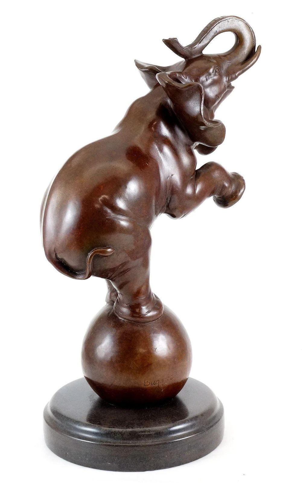 Rembrandt Bugatti In The Style Of Elephant On Ball And Ball, Animal Sculpture In Bronze photo vintage
