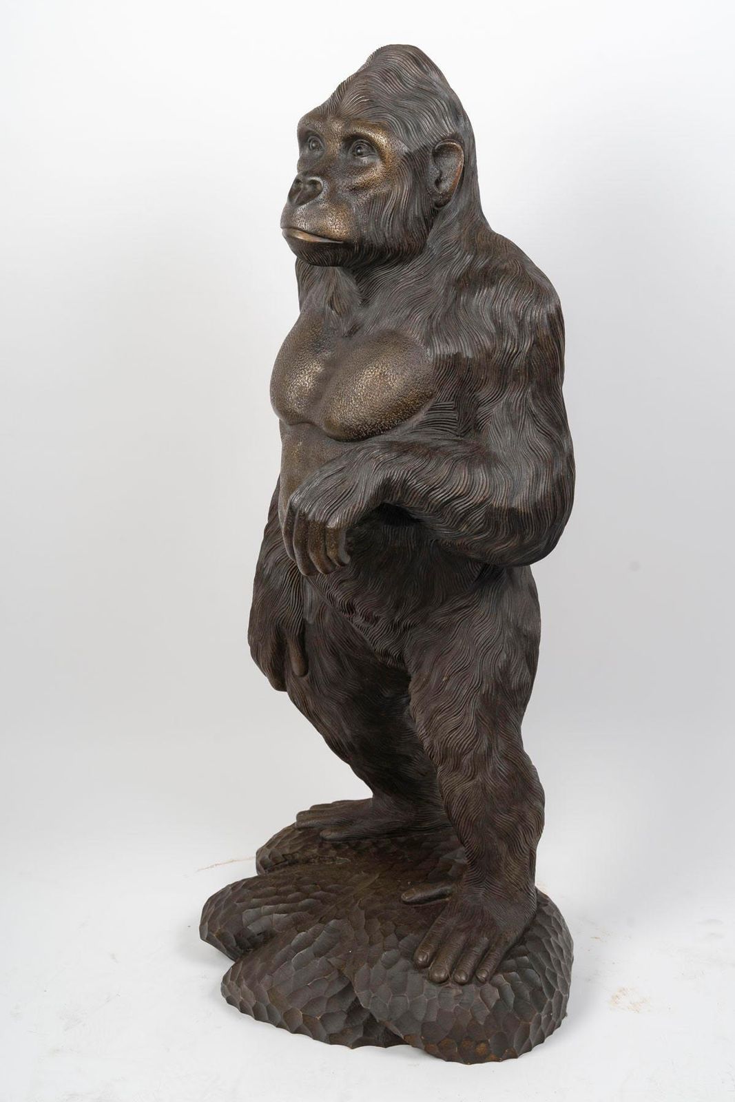 Large Carved Wooden Gorilla Sculpture, 20th Century. photo 3300.0