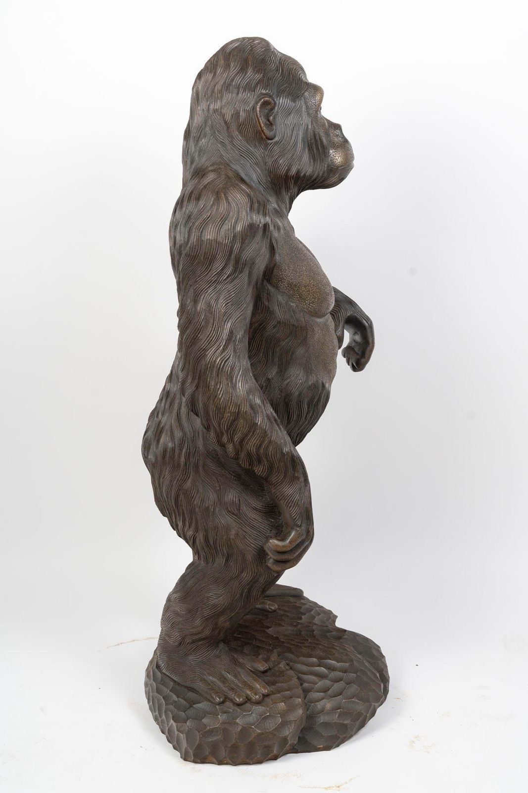 photo for sale Large Carved Wooden Gorilla Sculpture, 20th Century.