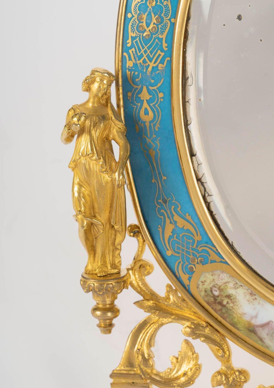 Napoleon III Period Table Mirror In Gilt Bronze And Sèvres Enameled Porcelain photo for sale
