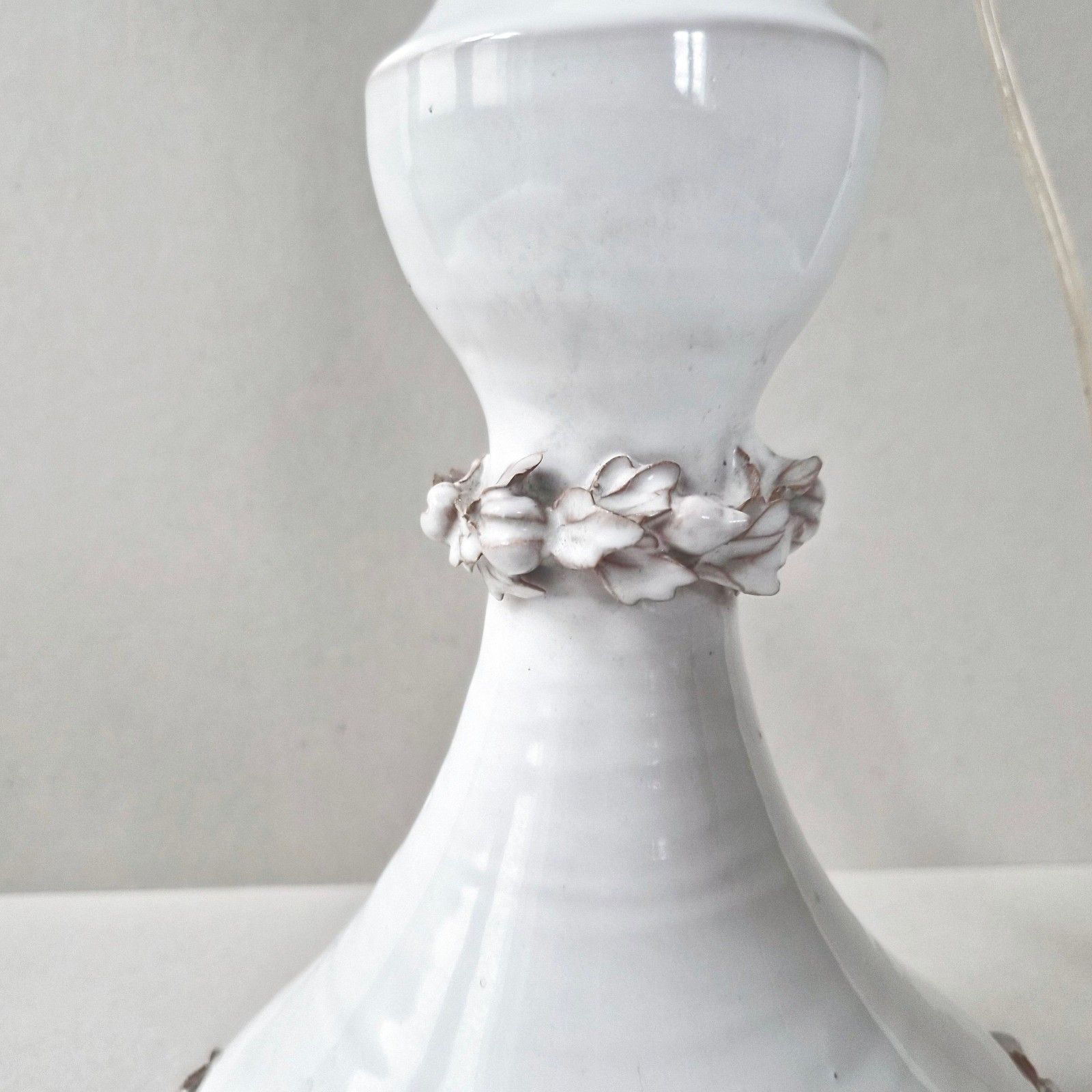 Vintage 1950 Italian Ceramic Lamp Decorated With Flowers 50s 50s photo buy