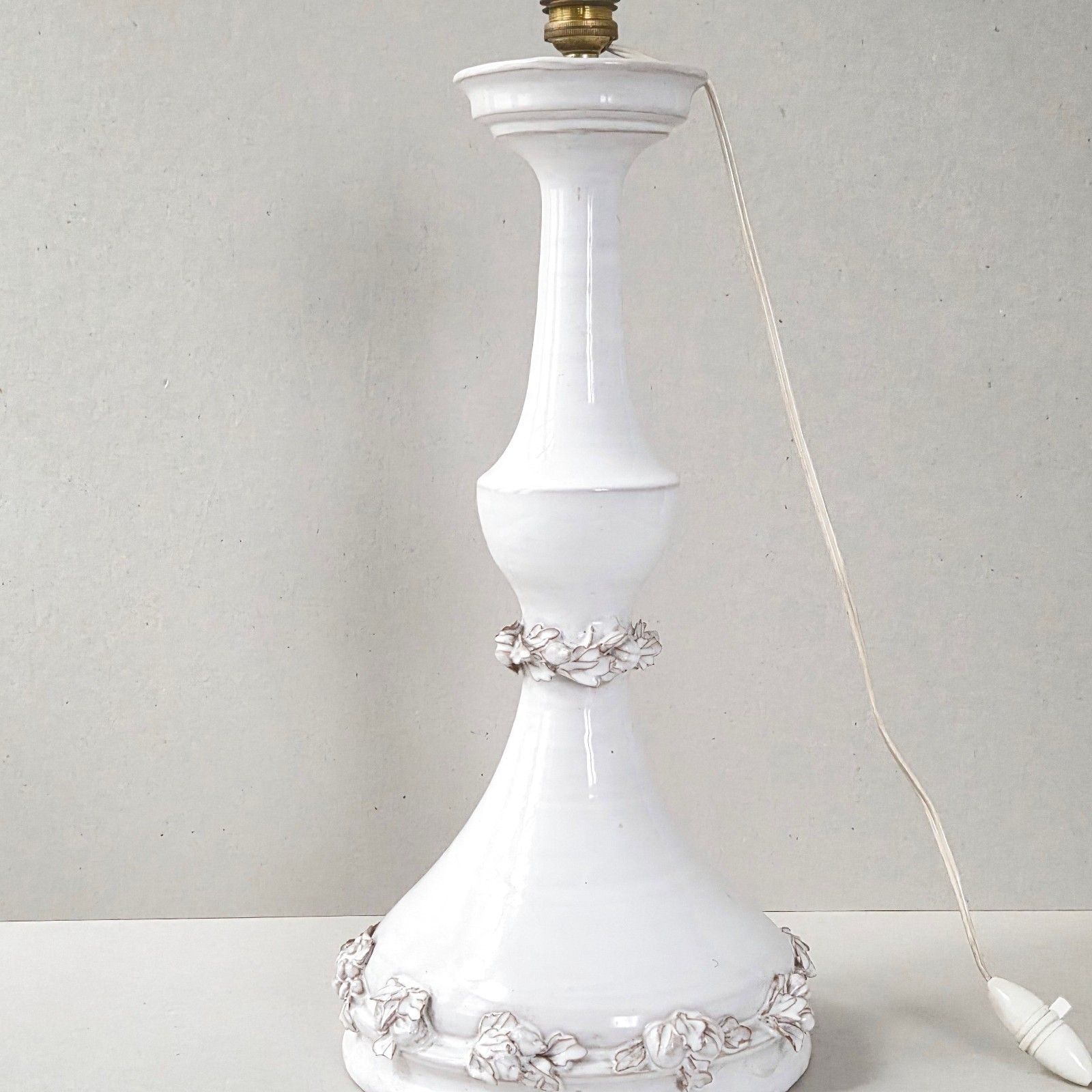 photo vinterior Lampe vintage italienne en céramique décorée de fleurs, années 1950