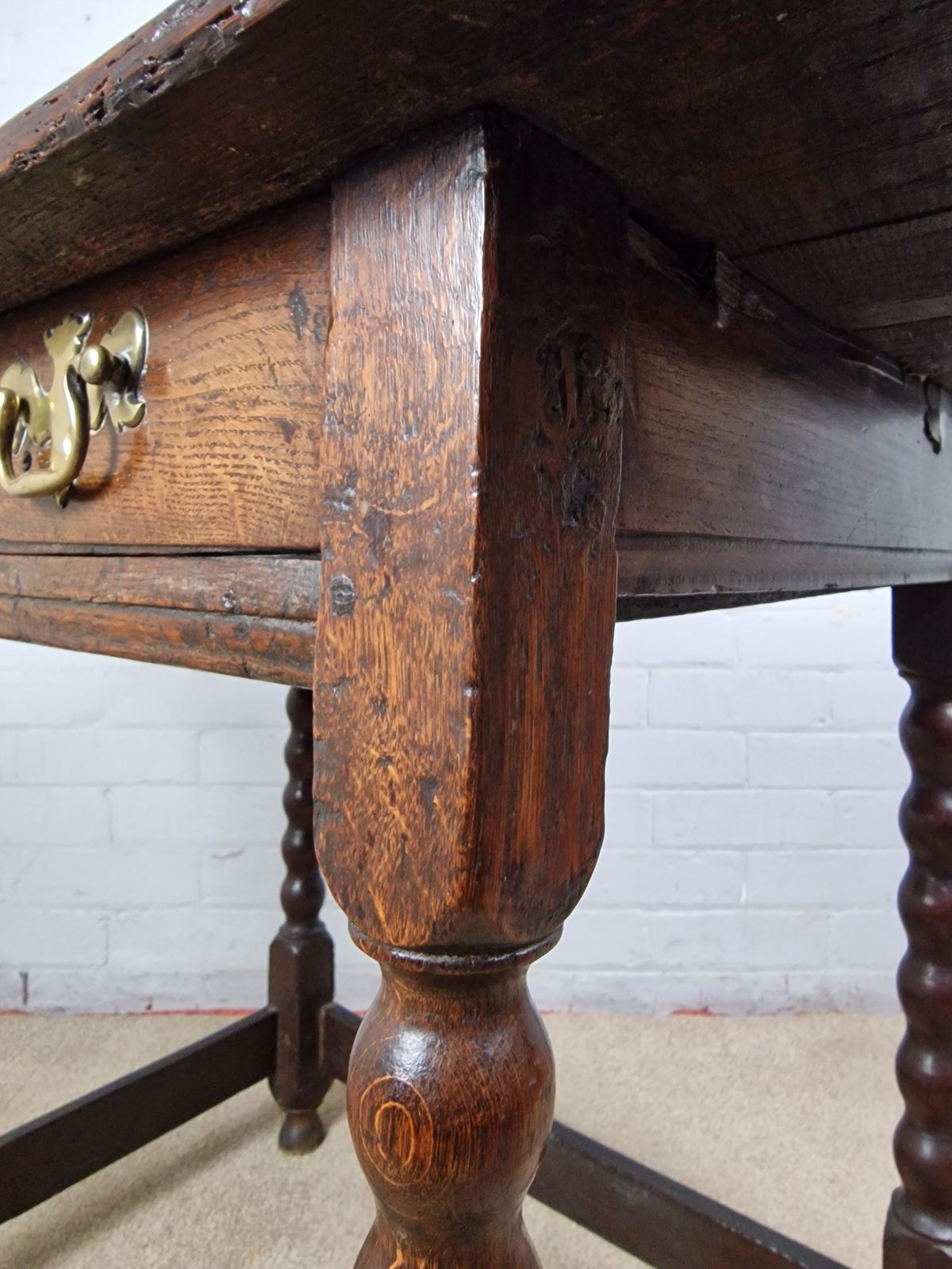 18th Century Oak Bobbin Turned Side Table photo for sale