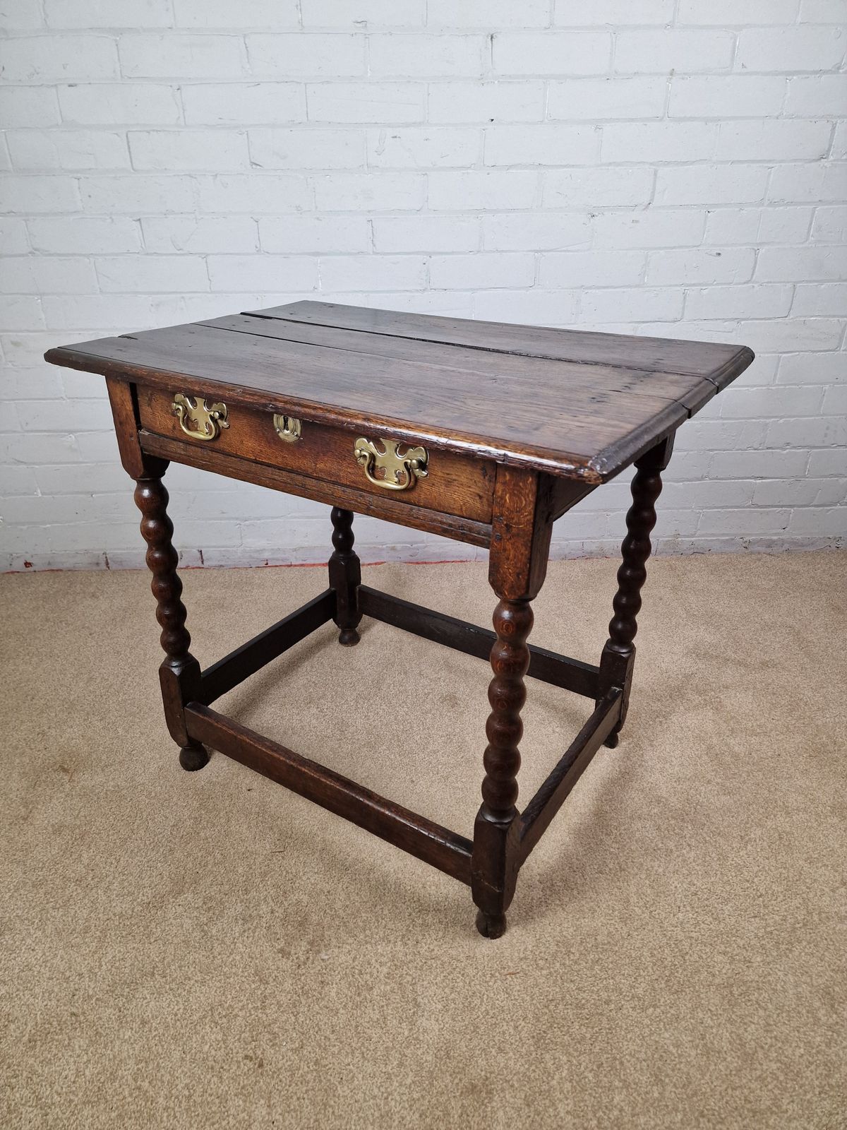 18th Century Oak Bobbin Turned Side Table photo vinterior