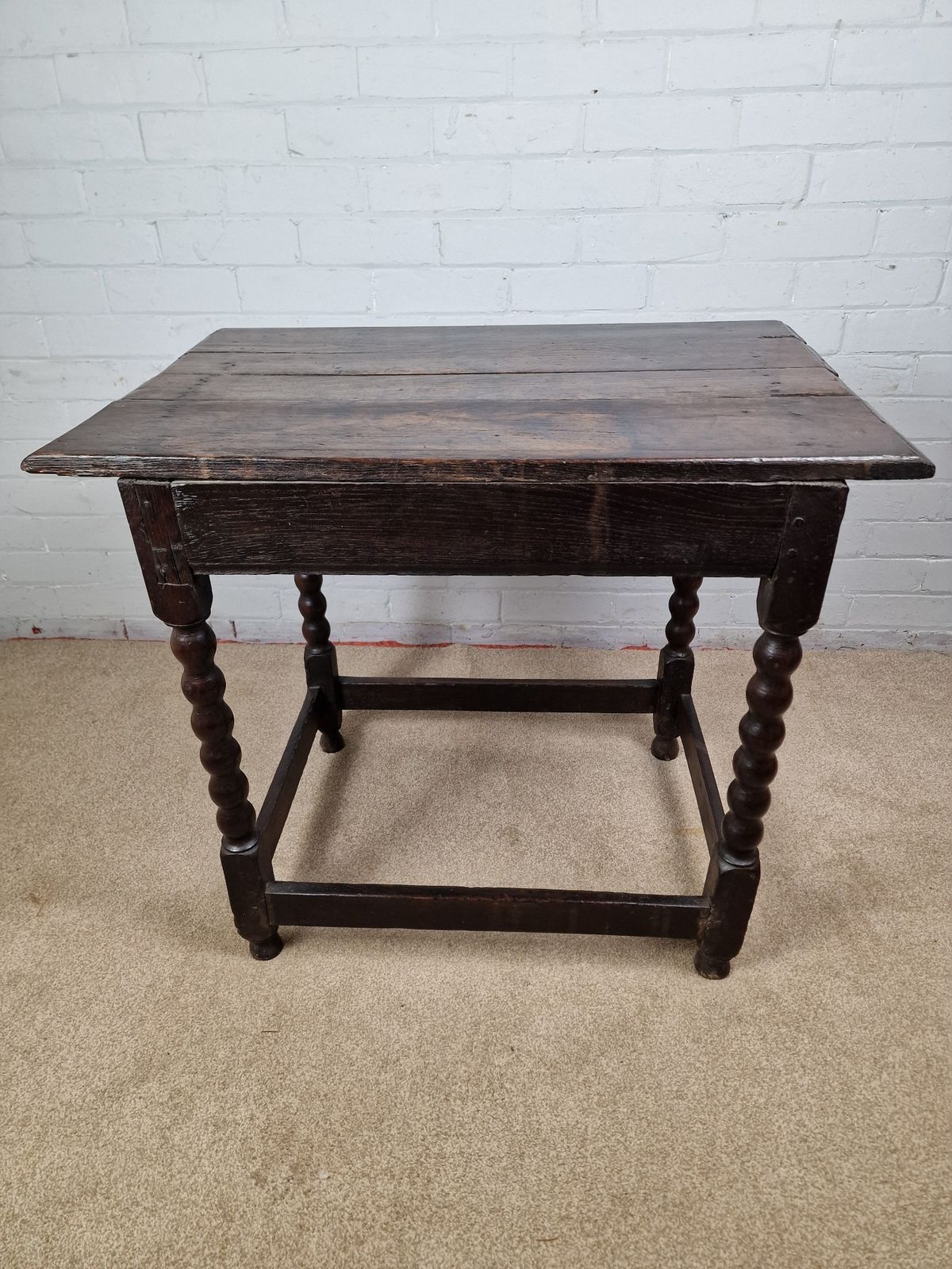 1150.0 18th Century Oak Bobbin Turned Side Table photo