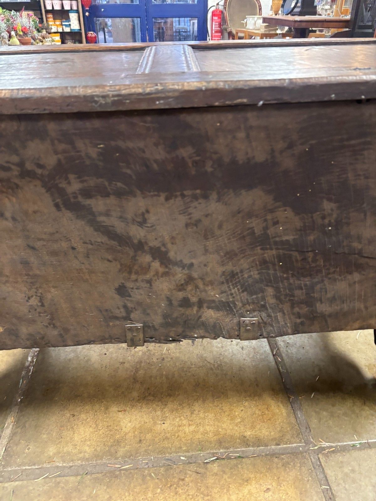 photo furniture Antique 17th Century Oak Coffer As Found