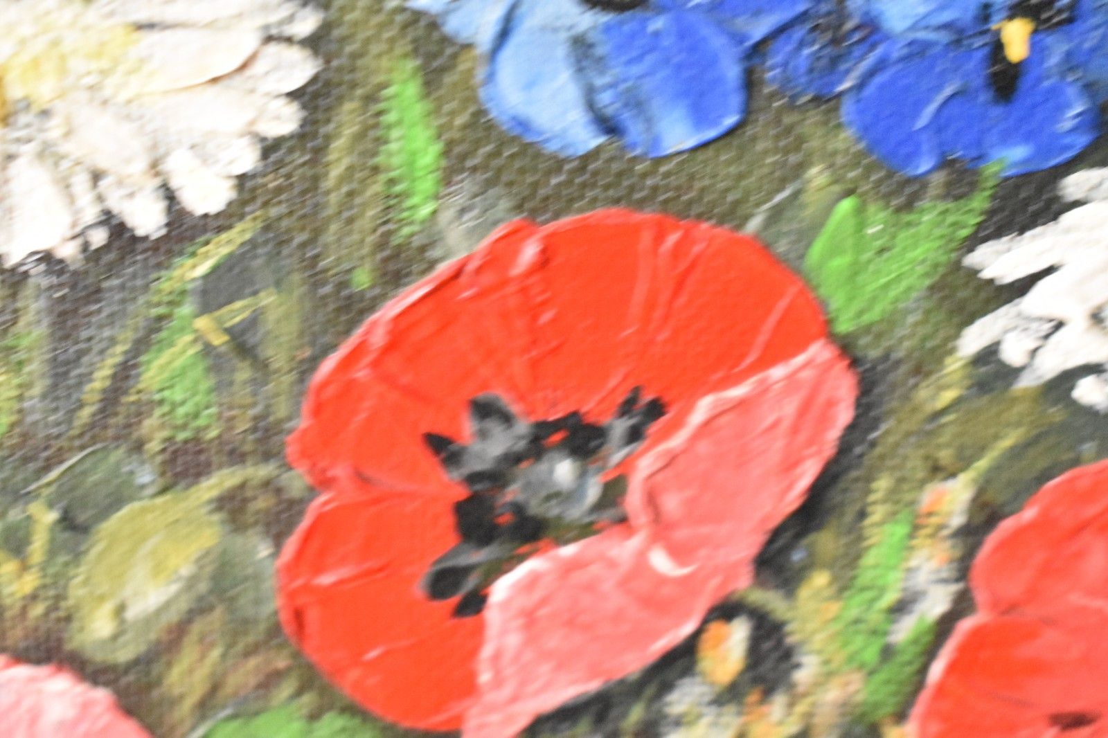 Art Large Original Vintage Floral Acrylic On Board Painting Wooden Ornate Frame (M) photo