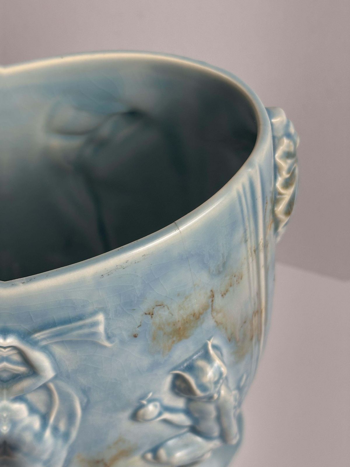 1930s Pale Blue Art Deco Vase With Pan And Nymph Relief, Beswick photo Home Decor