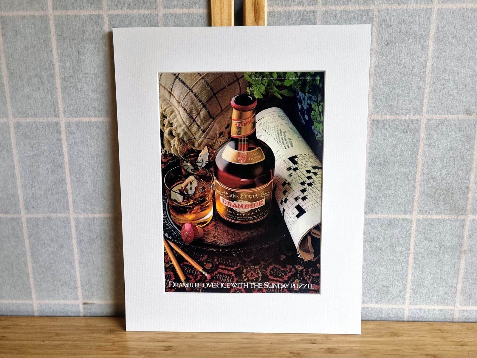 Vintage Spirits Advert Print, Drambuie Liqueur Magazine Advertisement, 1970s Alcohol Advertising Art, Bar Wall Decor, Mounted Display photo Art