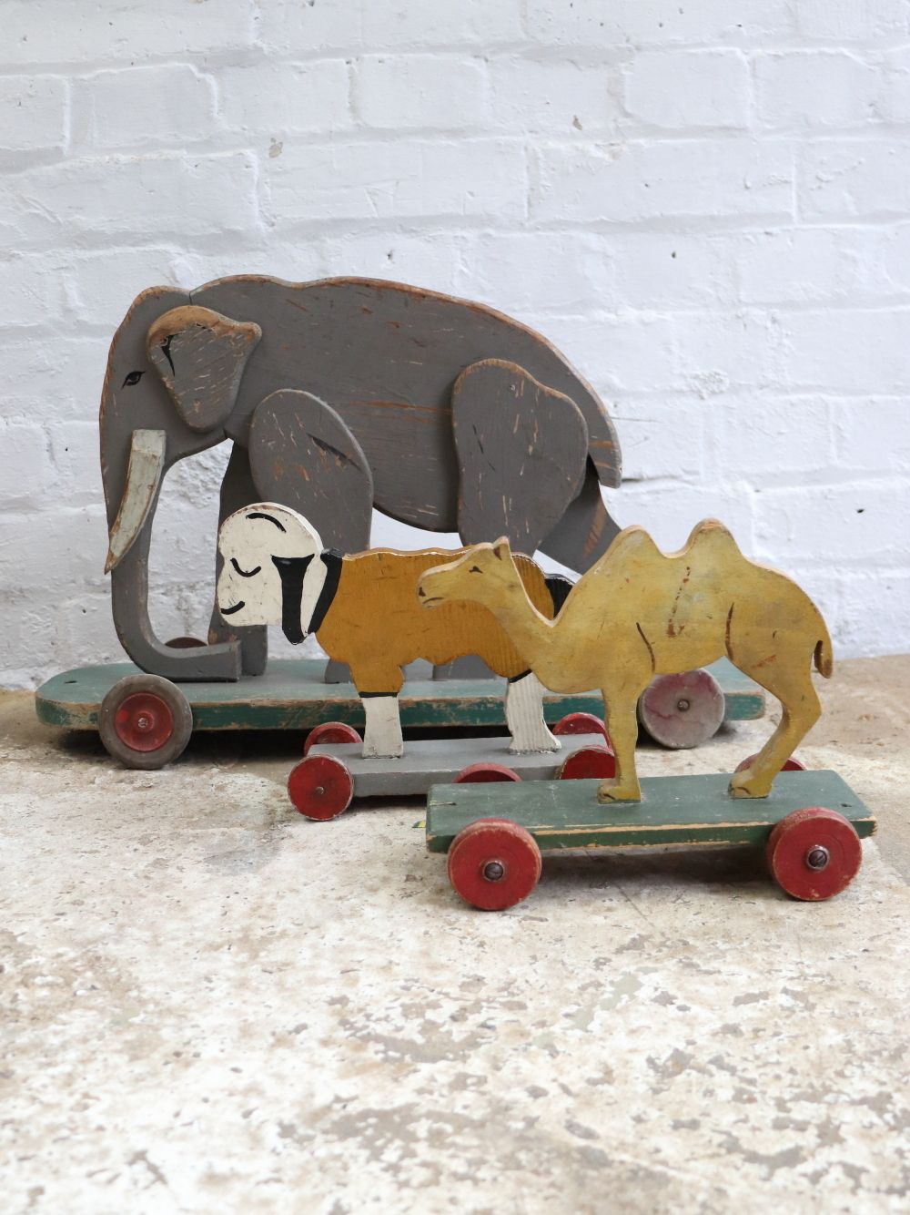 Home Decor Lovely Antique French Wooden Pull Along Toy photo