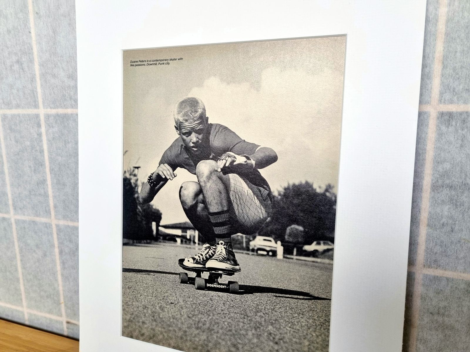 Art Skate Culture Photo Page, 1980s Skateboarding Print, Duane Peters Independent Downhill Punk City, Action Sports Wall Art, Old School Decor photo