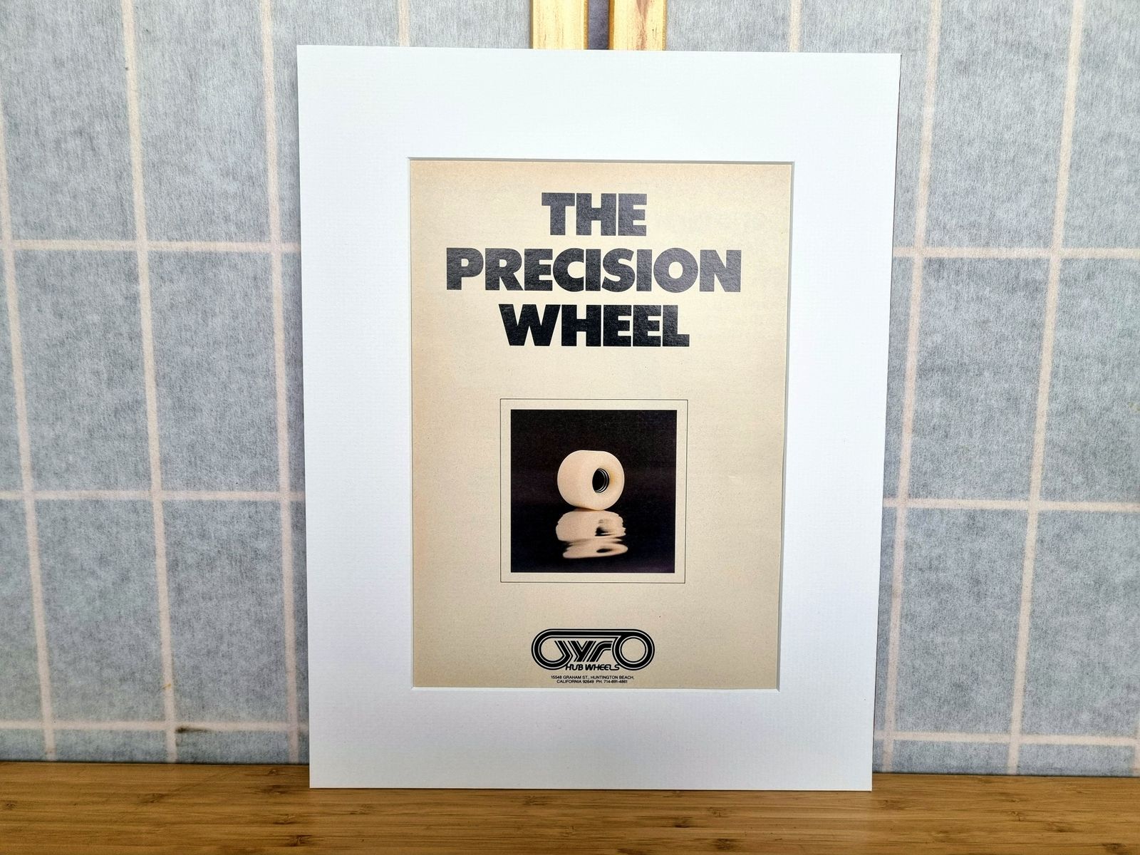 Vintage Skateboard Wheel Ad, Gyro Precision Magazine Page, 1980s Skate Gear Advertising Ephemera photo for sale