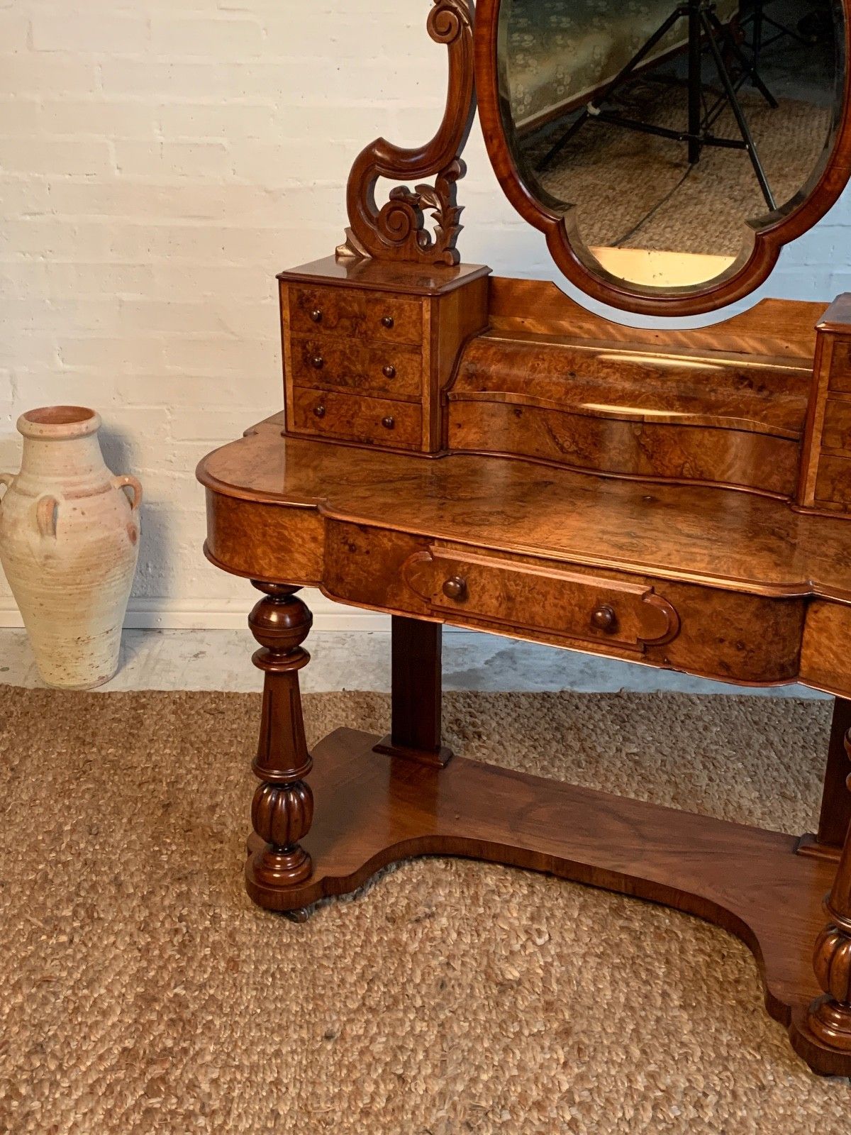 Victorian Walnut Dressing Table (Burr Walnut) photo for sale