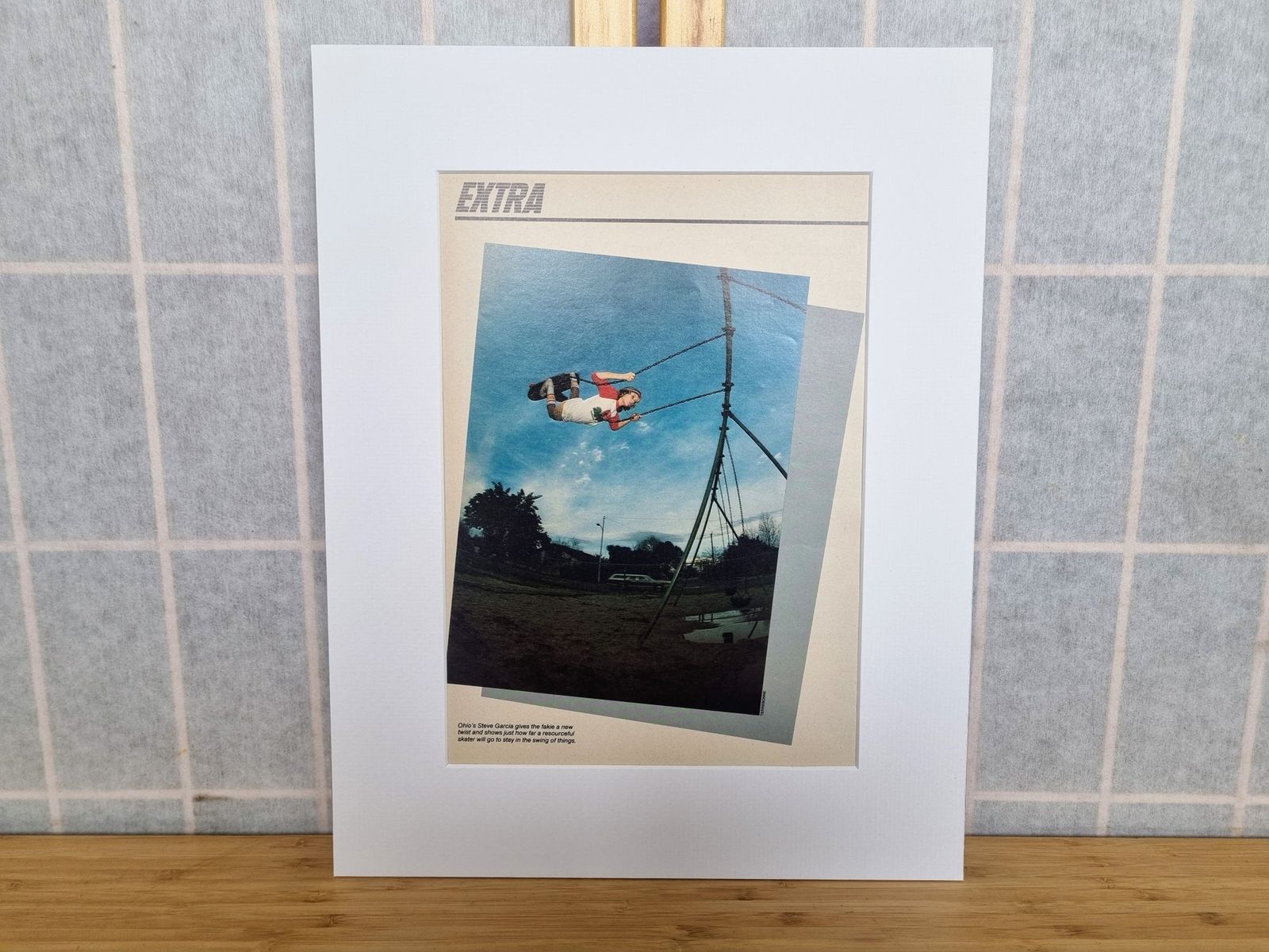 Vintage Skateboard Photo Page, Steve Garcia Swing Fakie Trick, 1980s Ohio Skate Scene, Skate Mag Ephemera