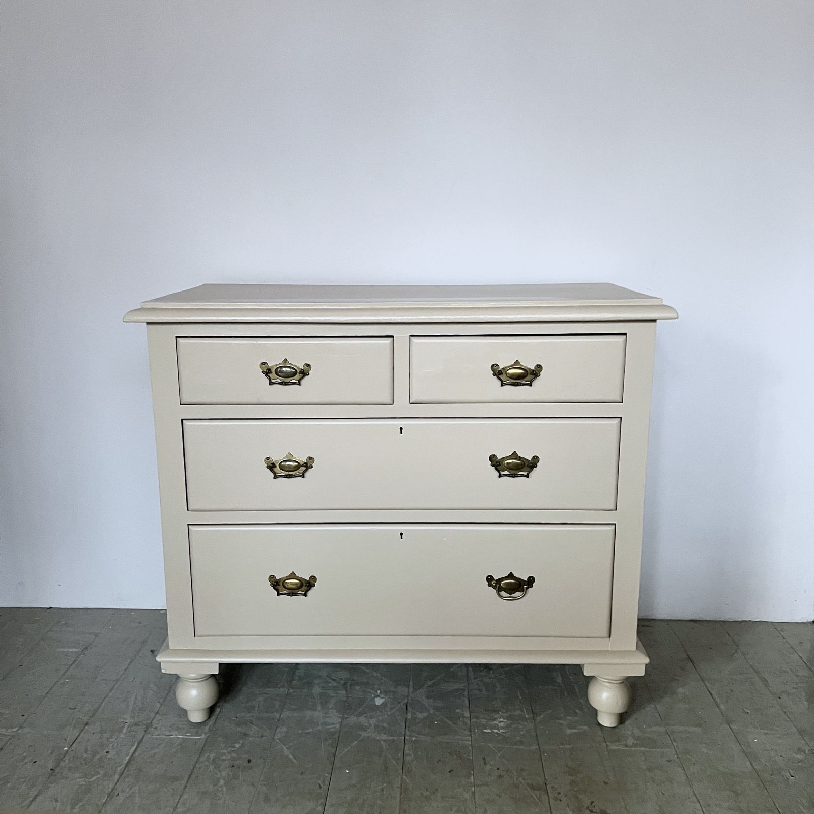 Small Newly Painted Chest Of Drawers With Original Handles