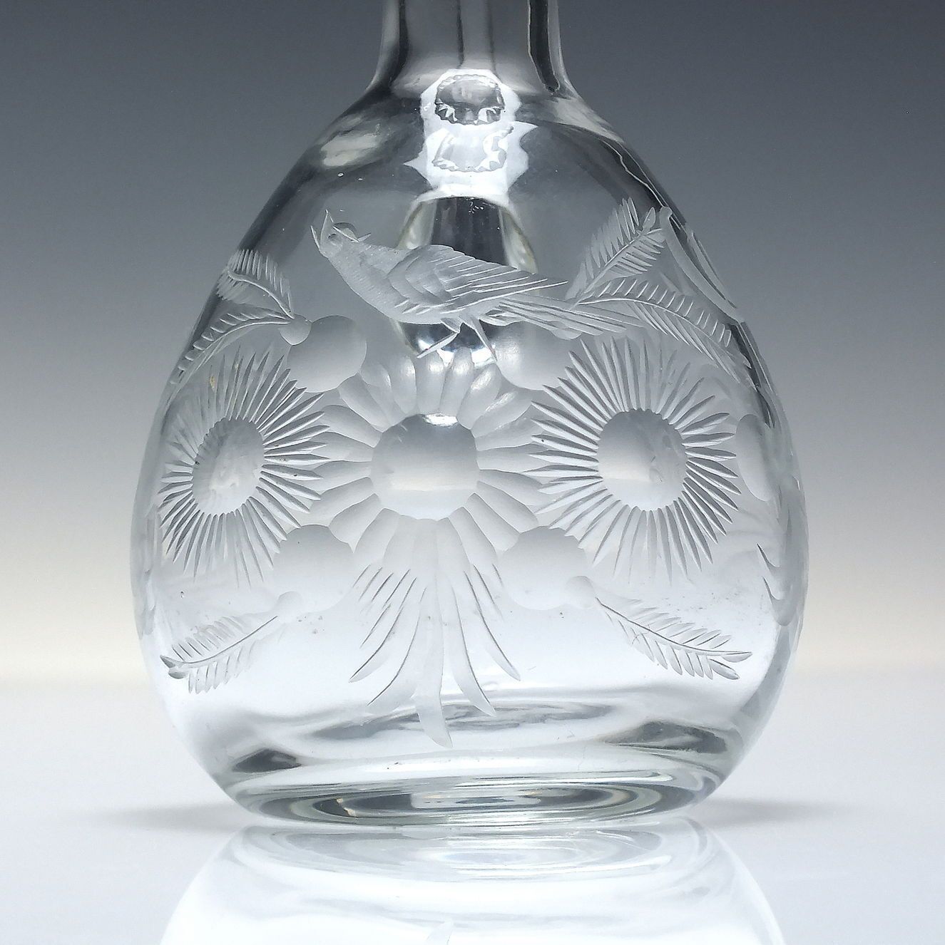 Rare 19th Century Sunflower Oil Condiment Glass Bottle C1860 photo Home Decor
