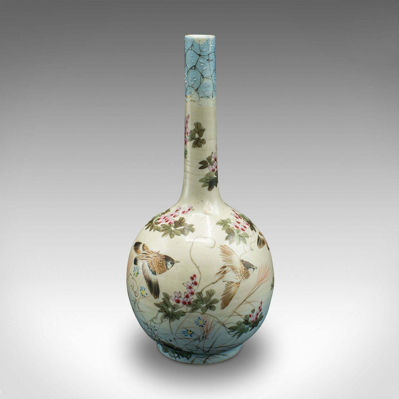 Pair Of Antique Single Stem Vases, Japanese, Ceramic, Meiji Period, Victorian photo 1007.0