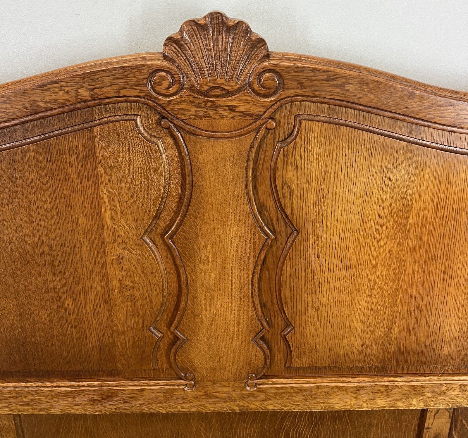 Bed Vintage French Louis XVI Double Bed Frame Oak Carved Headboard Lot 4591 photo vinterior