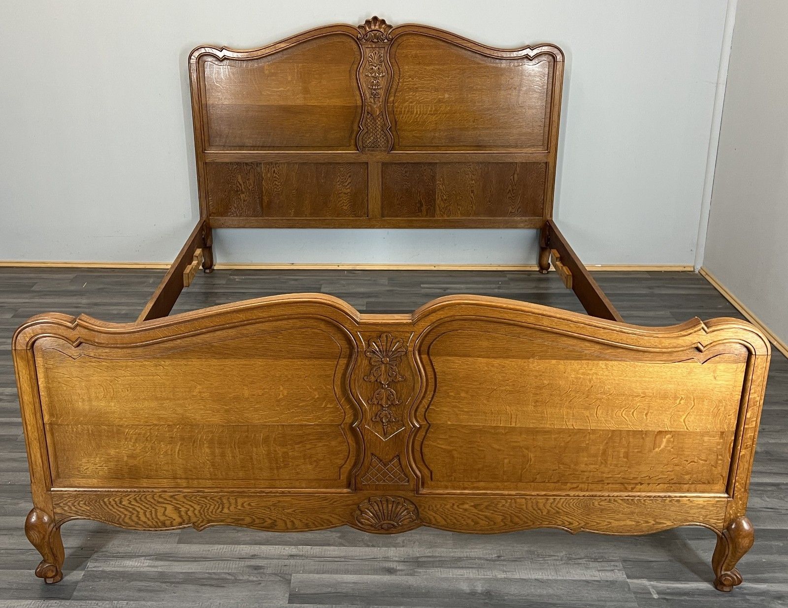 Bed Vintage French Louis XVI King Size Bed Frame Oak Carved Headboard Lot 4604