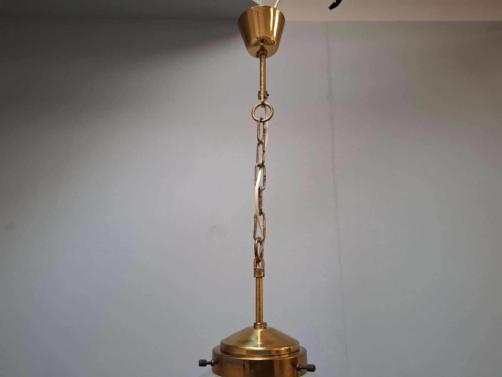 photo vintage Midcentury Brass And Smoked Bubble Glass Pendant By Kamenický šenov, 1960s