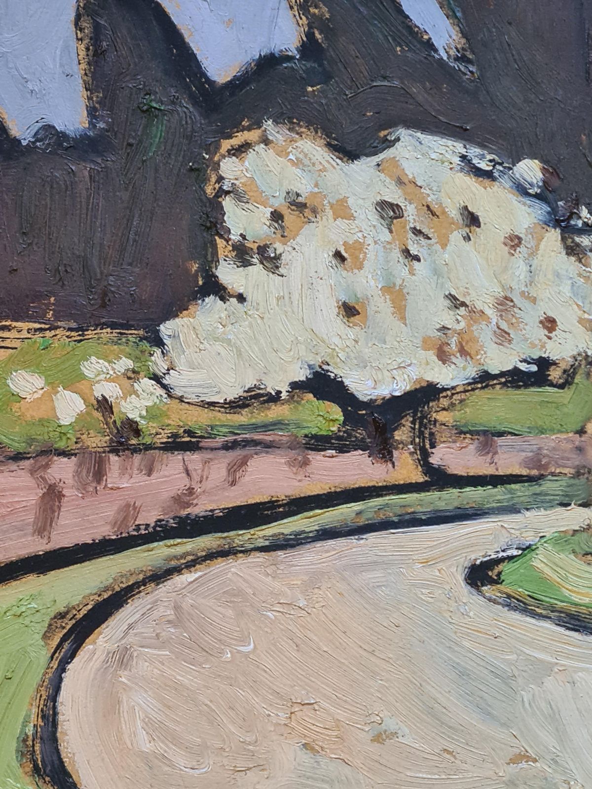 Jean Arène Colourful French Expressionist Landscape, Promeneur Au Pigeonnier, 2006 photo Art