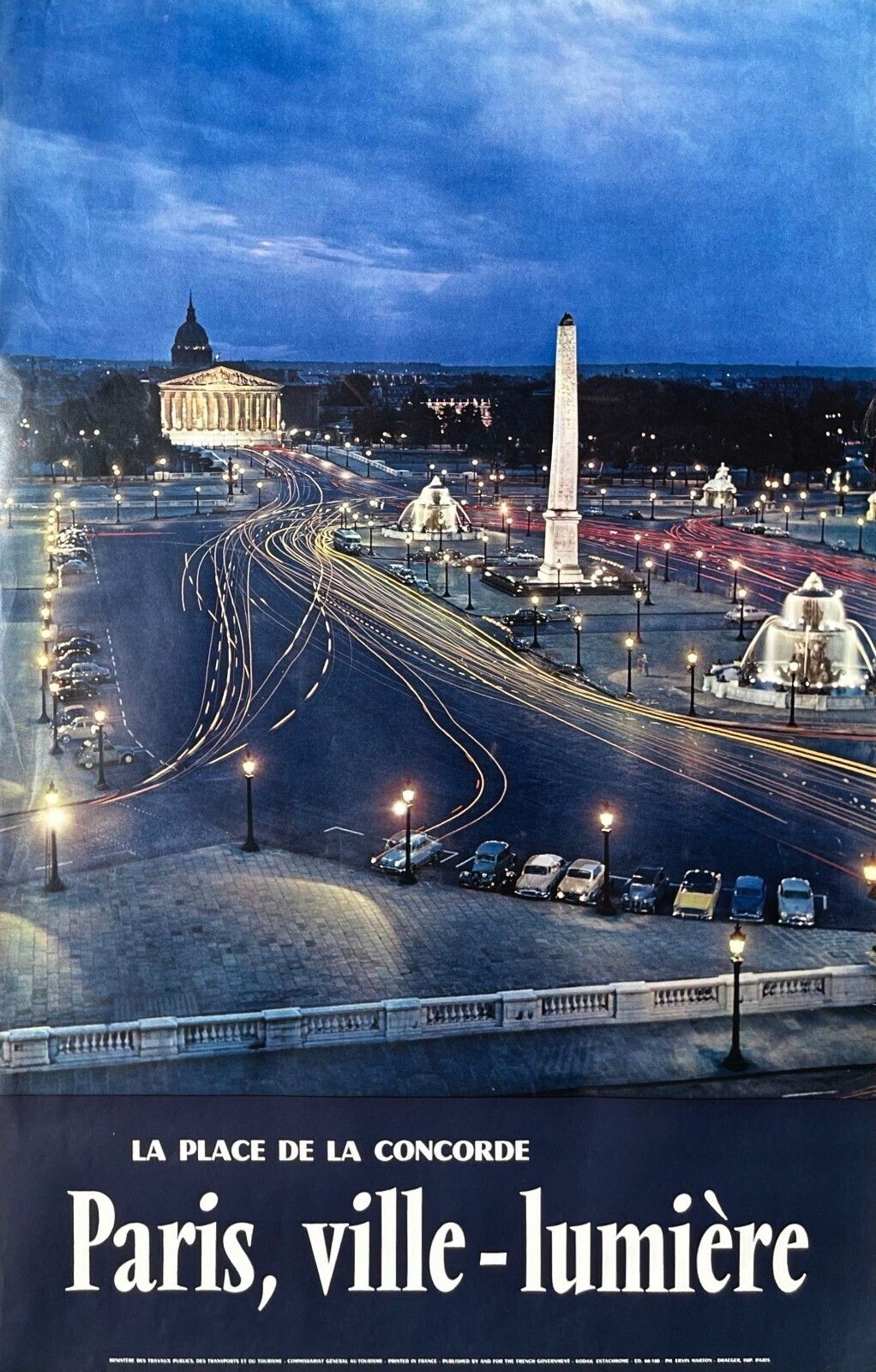 Poster Draeger Tourisme France Paris Ville Lumière Place De La Concorde 1955