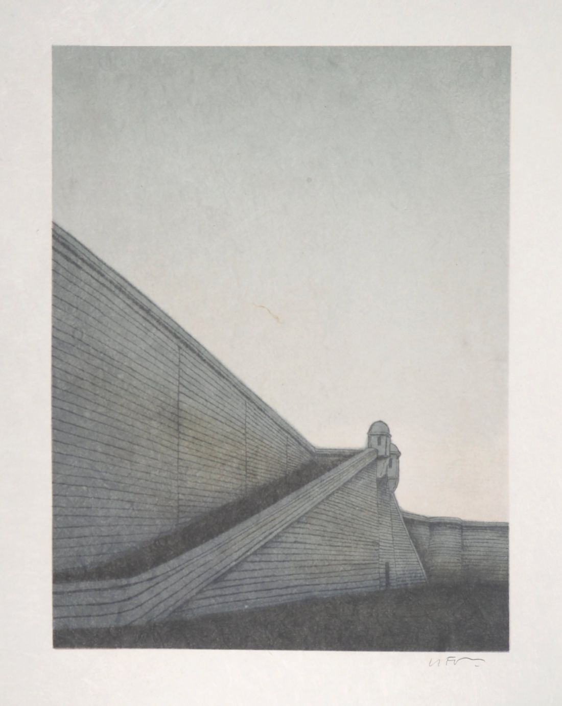 Alain Le Foll Original Lithograph Signed 1978 41x32 Cm Vgc Fortification